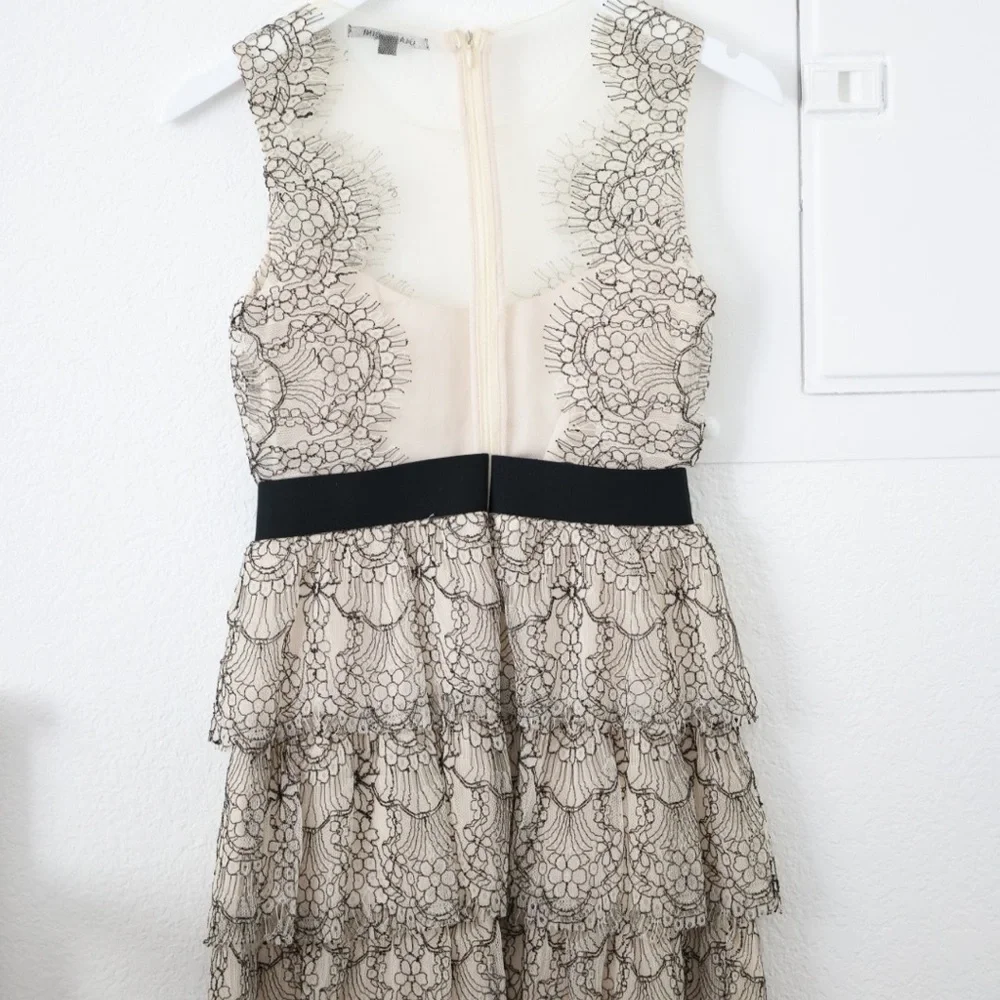 Gianni Bini Black and Cream Laced layered scalloped dress - Picture 2 of 3